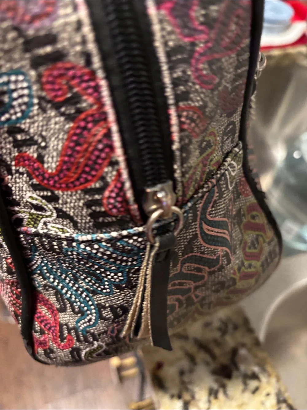 Juicy Couture Multicolor Logo Print Dome Satchel with Black Trim w:straps